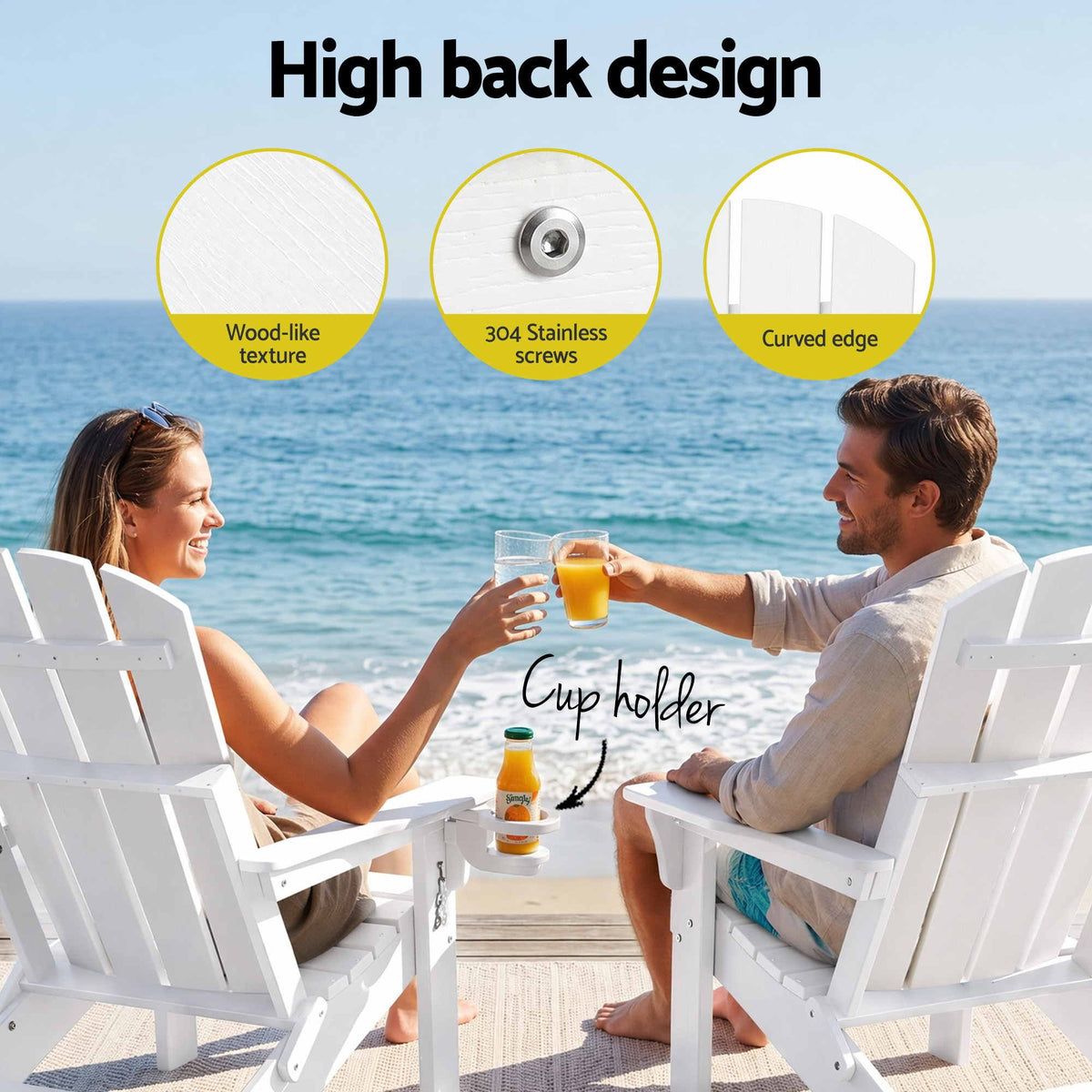 Gardeon Folding Sun Lounger Adirondack Chair White