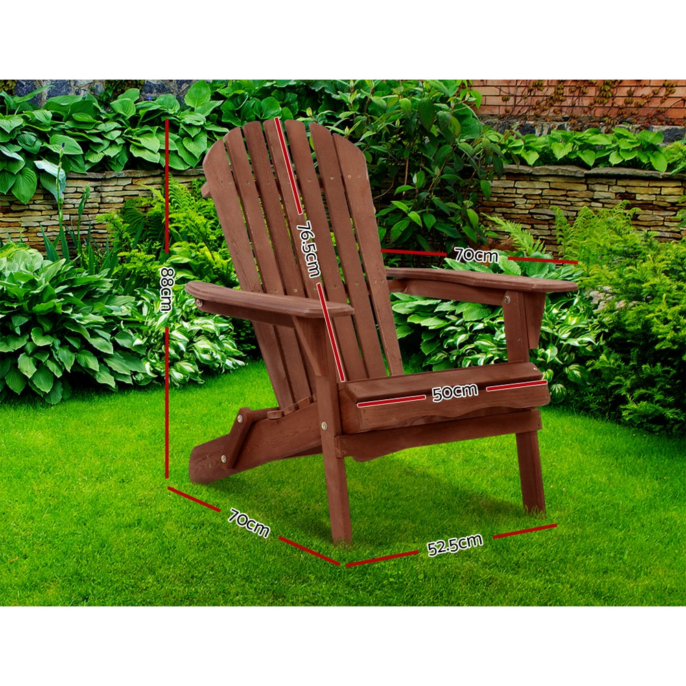 Gardeon Foldable Adirondack Beach Chair Wooden Brown