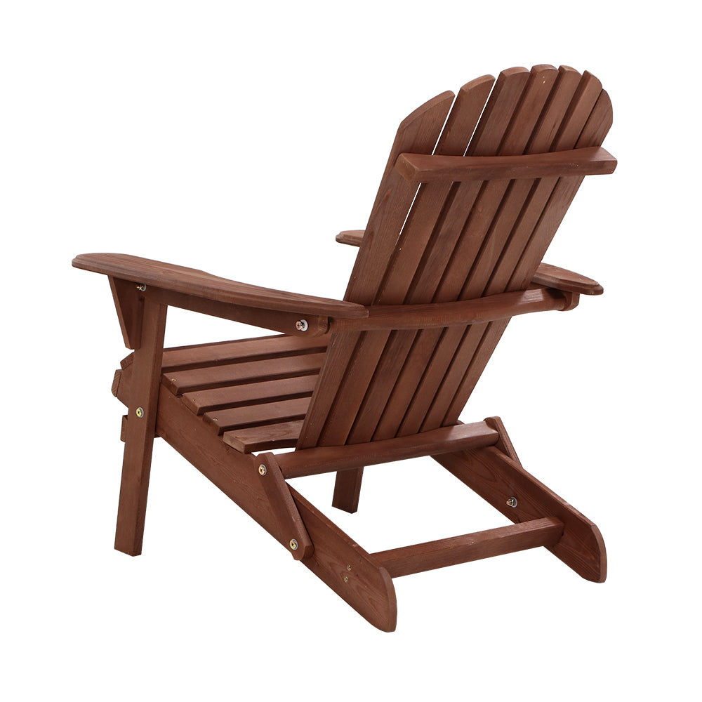 Gardeon Foldable Adirondack Beach Chair Wooden Brown