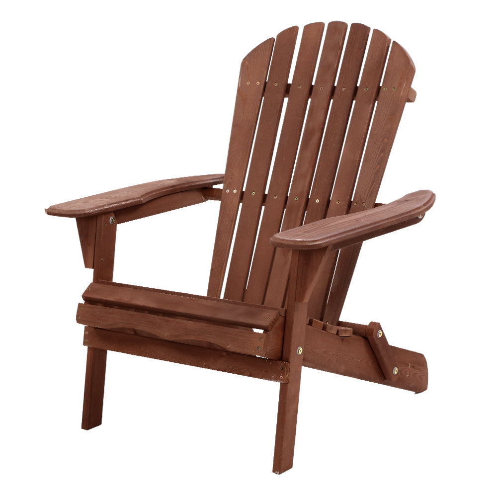 Gardeon Foldable Adirondack Beach Chair Wooden Brown