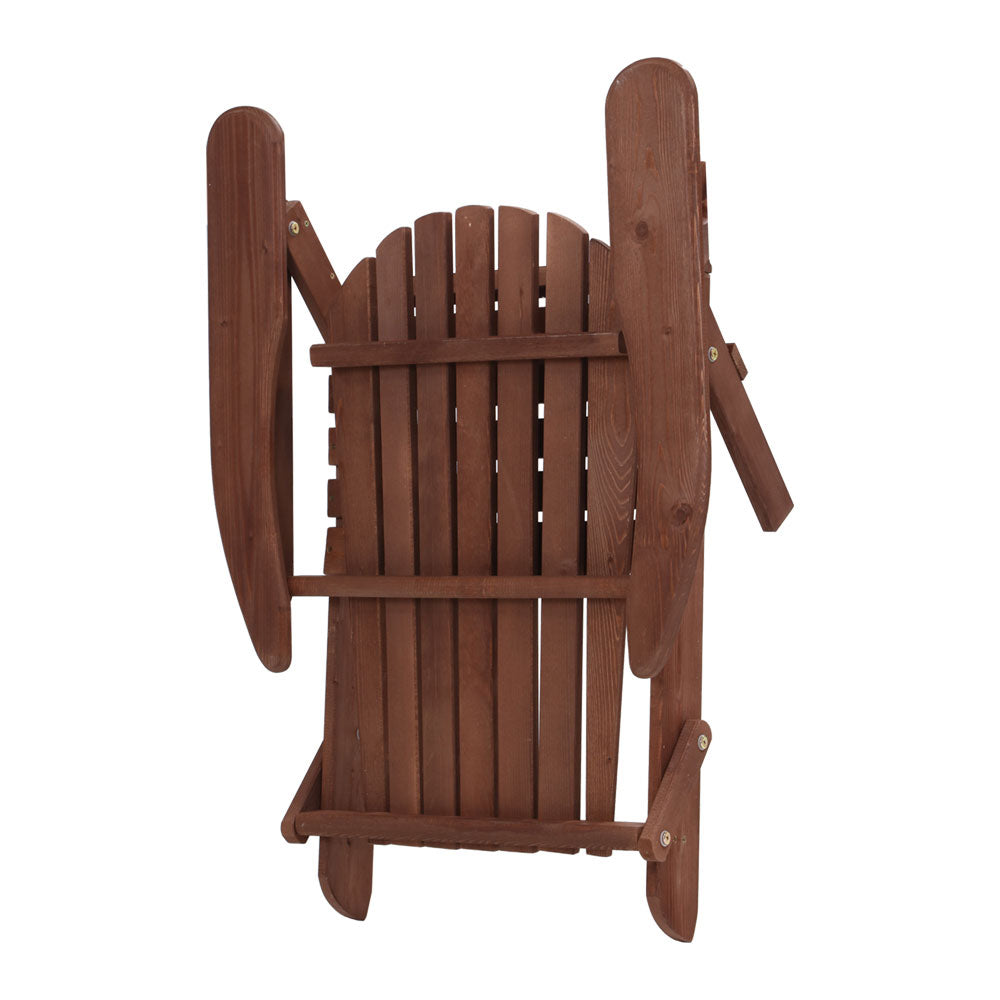 Gardeon Foldable Adirondack Wooden Beach Chair Set Brown