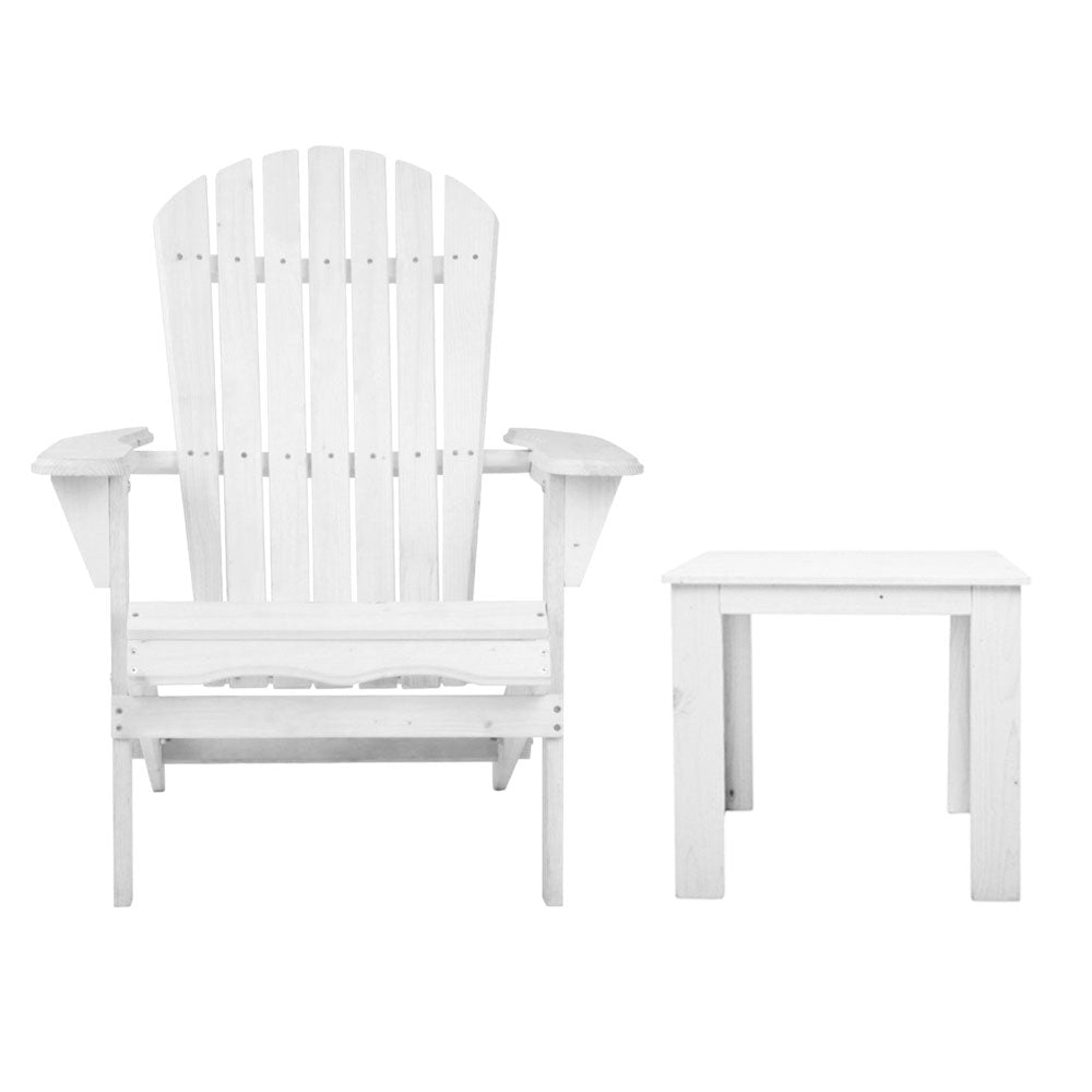 Gardeon 3PC Adirondack Outdoor Furniture Set Foldable White