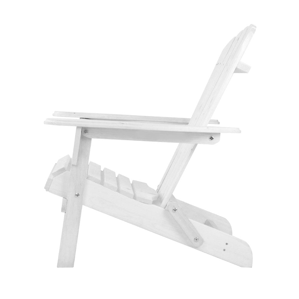 Gardeon 3PC Adirondack Outdoor Furniture Set Foldable White