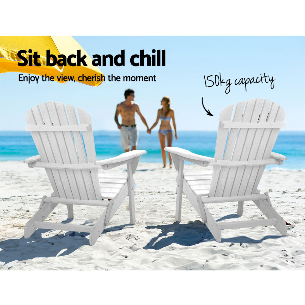 Gardeon 3PC Adirondack Outdoor Furniture Set Foldable White