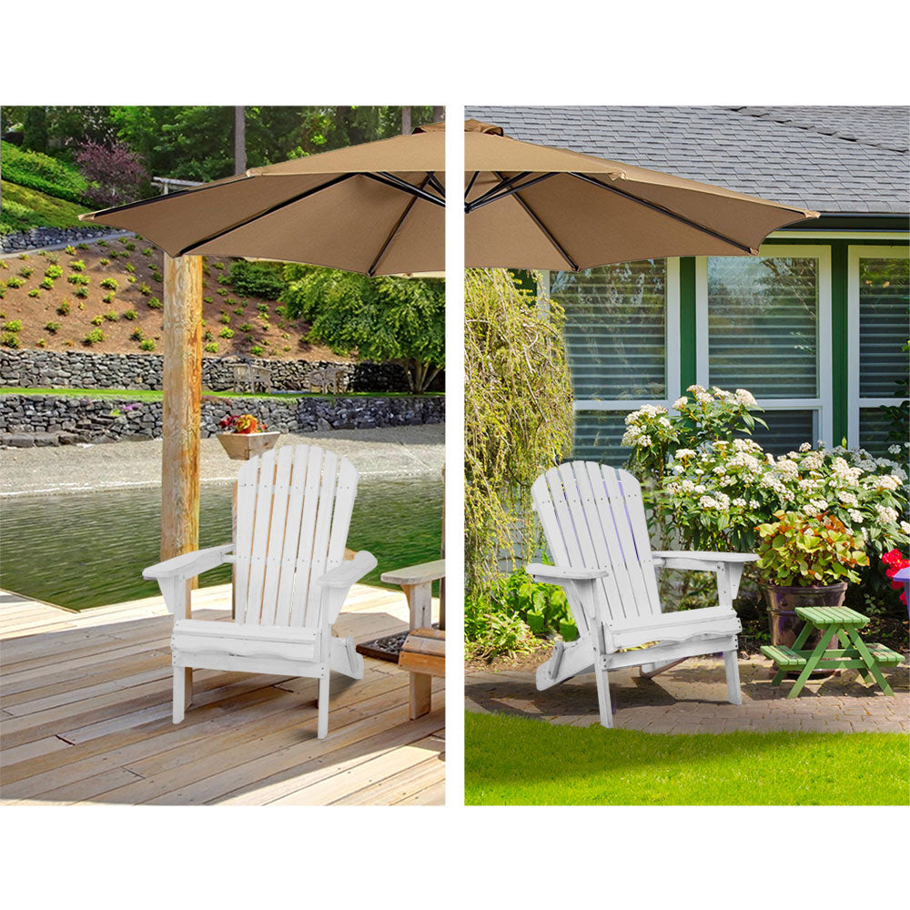 Gardeon 3PC Adirondack Outdoor Furniture Set Foldable White