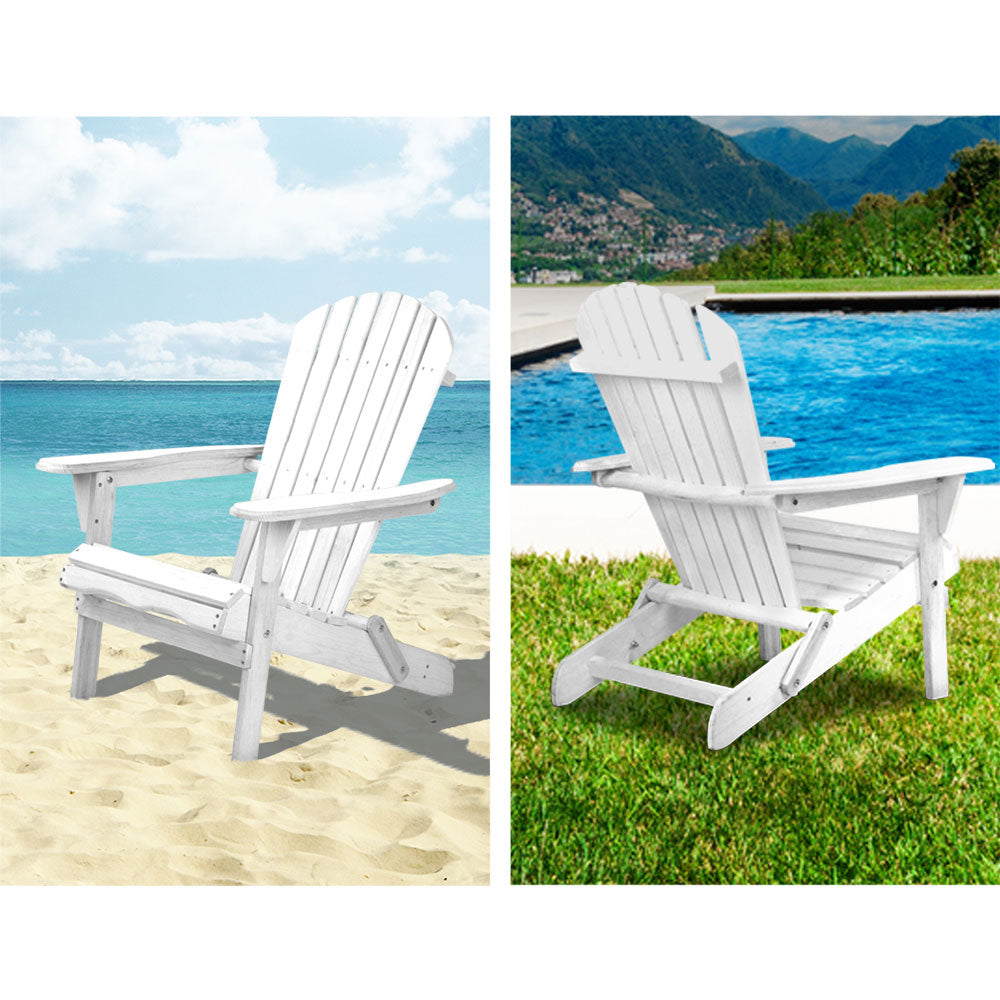 Gardeon 3PC Adirondack Outdoor Furniture Set Foldable White