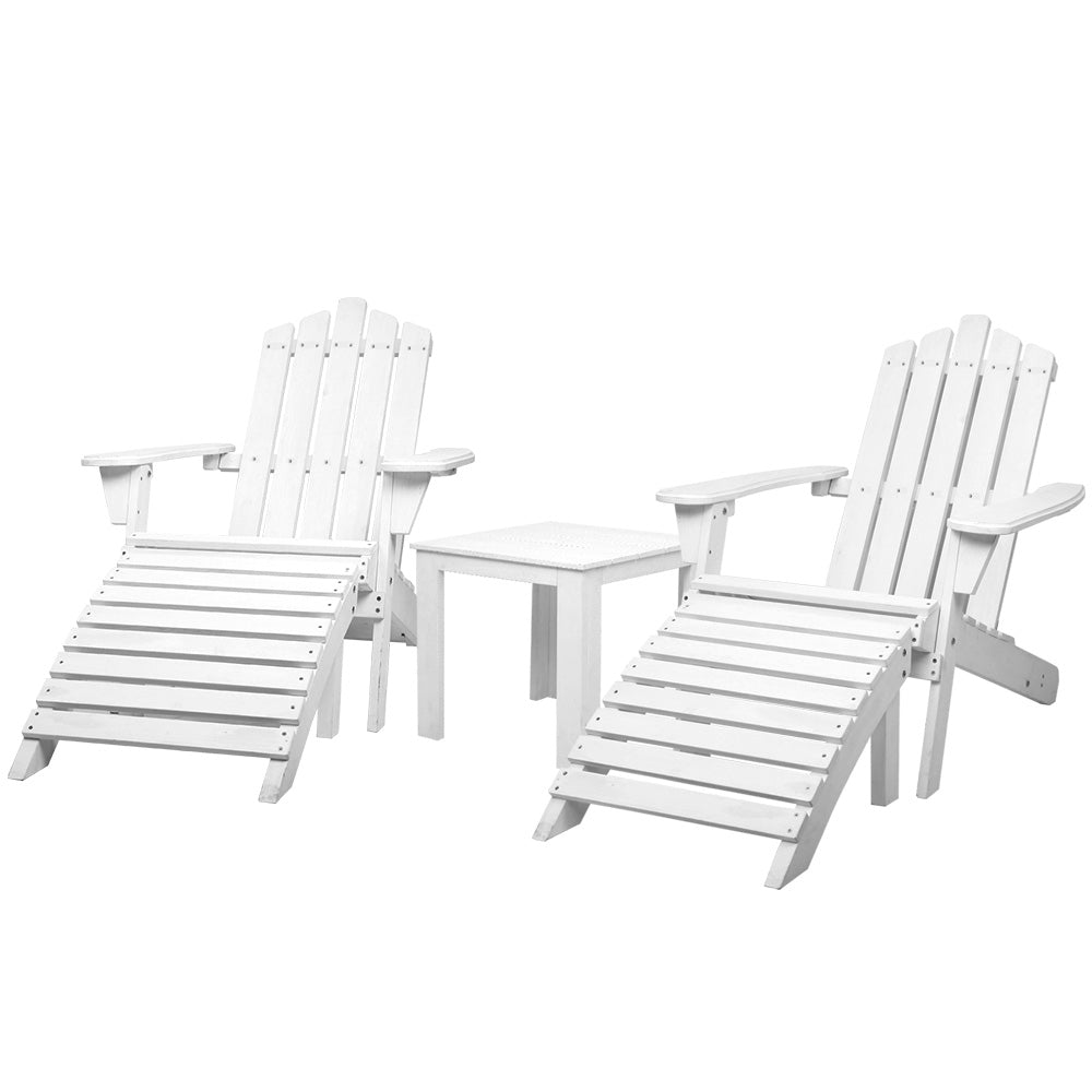 Gardeon 5PC Adirondack Outdoor Lounge Set White