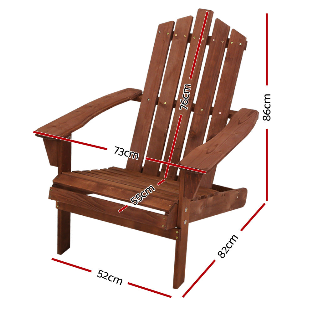 Gardeon Adirondack Wooden Beach Chair Outdoor Furniture Brown
