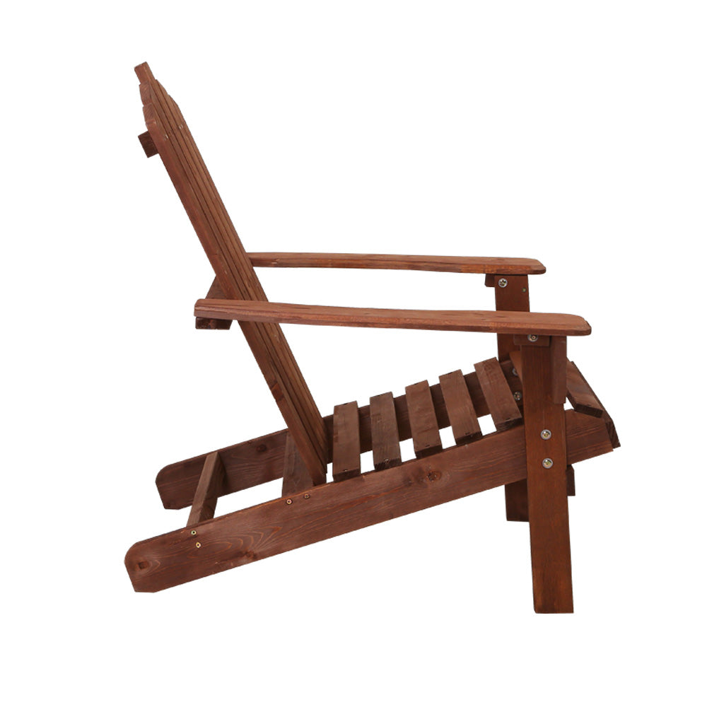 Gardeon Adirondack Wooden Beach Chair Outdoor Furniture Brown