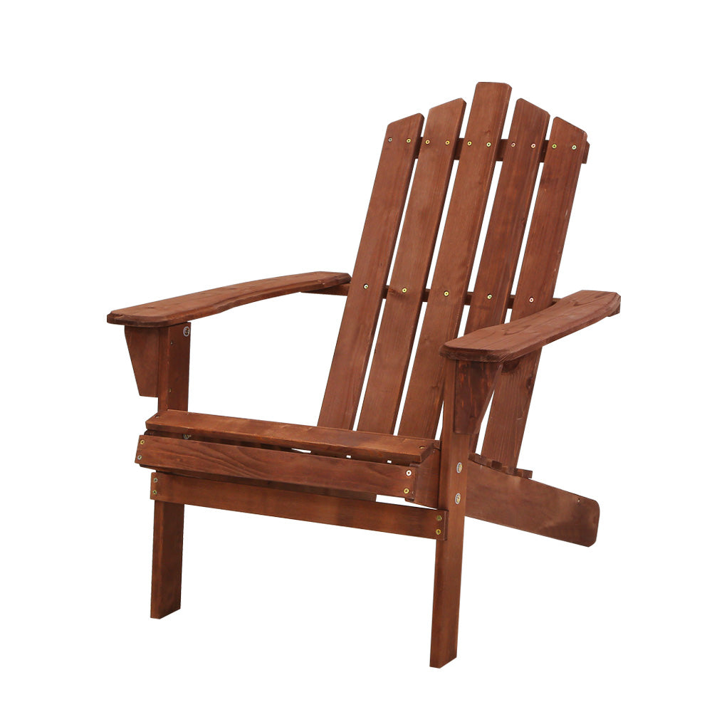 Gardeon Adirondack Wooden Beach Chair Outdoor Furniture Brown