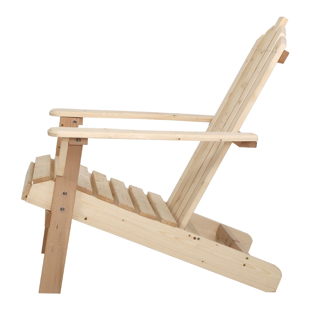 Gardeon 3PC Adirondack Outdoor Furniture Set Natural Wood
