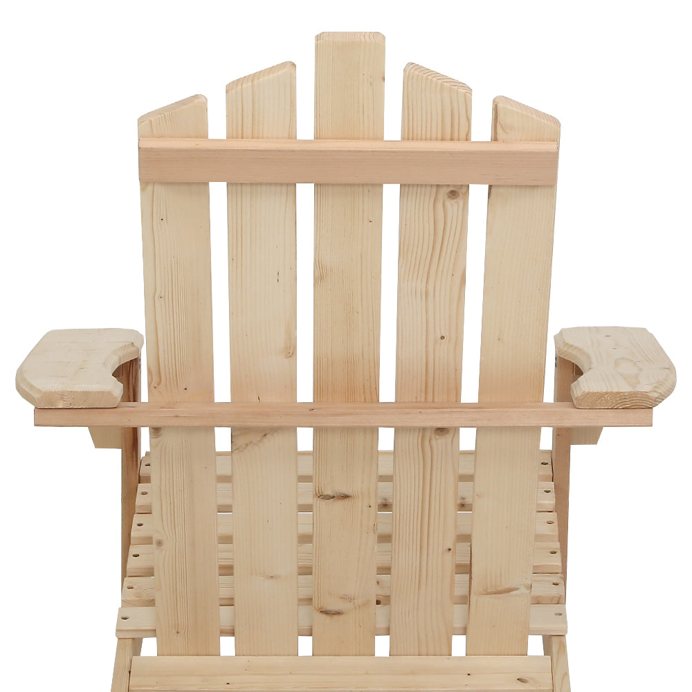 Gardeon 3PC Adirondack Outdoor Furniture Set Natural Wood