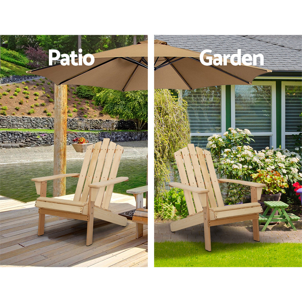 Gardeon 3PC Adirondack Outdoor Furniture Set Natural Wood