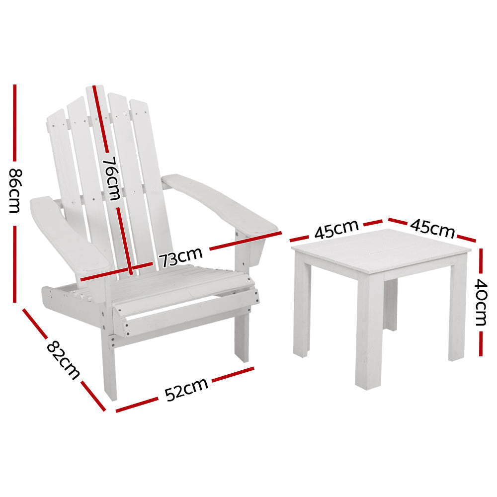 Gardeon 3PC Adirondack Outdoor Furniture Set White