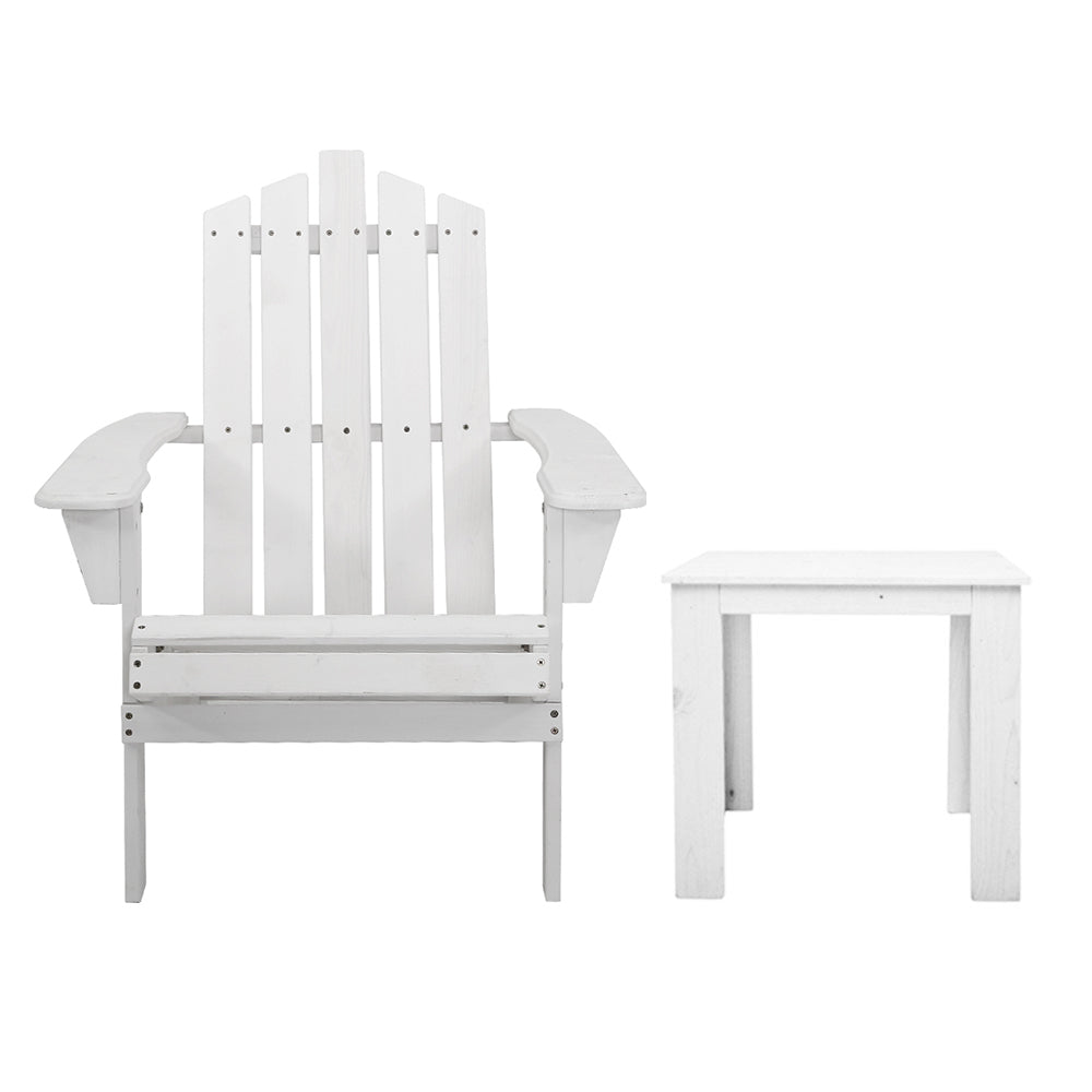 Gardeon 3PC Adirondack Outdoor Furniture Set White