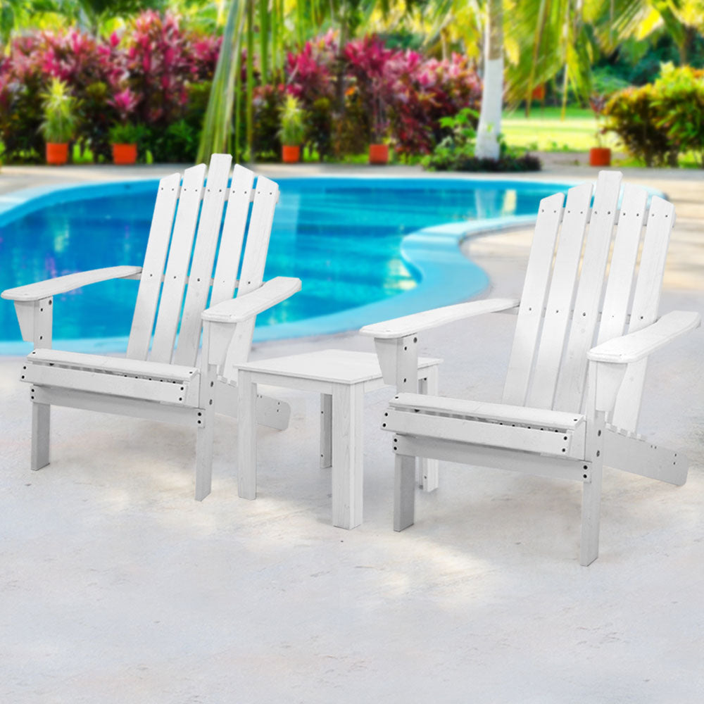 Gardeon 3PC Adirondack Outdoor Furniture Set White