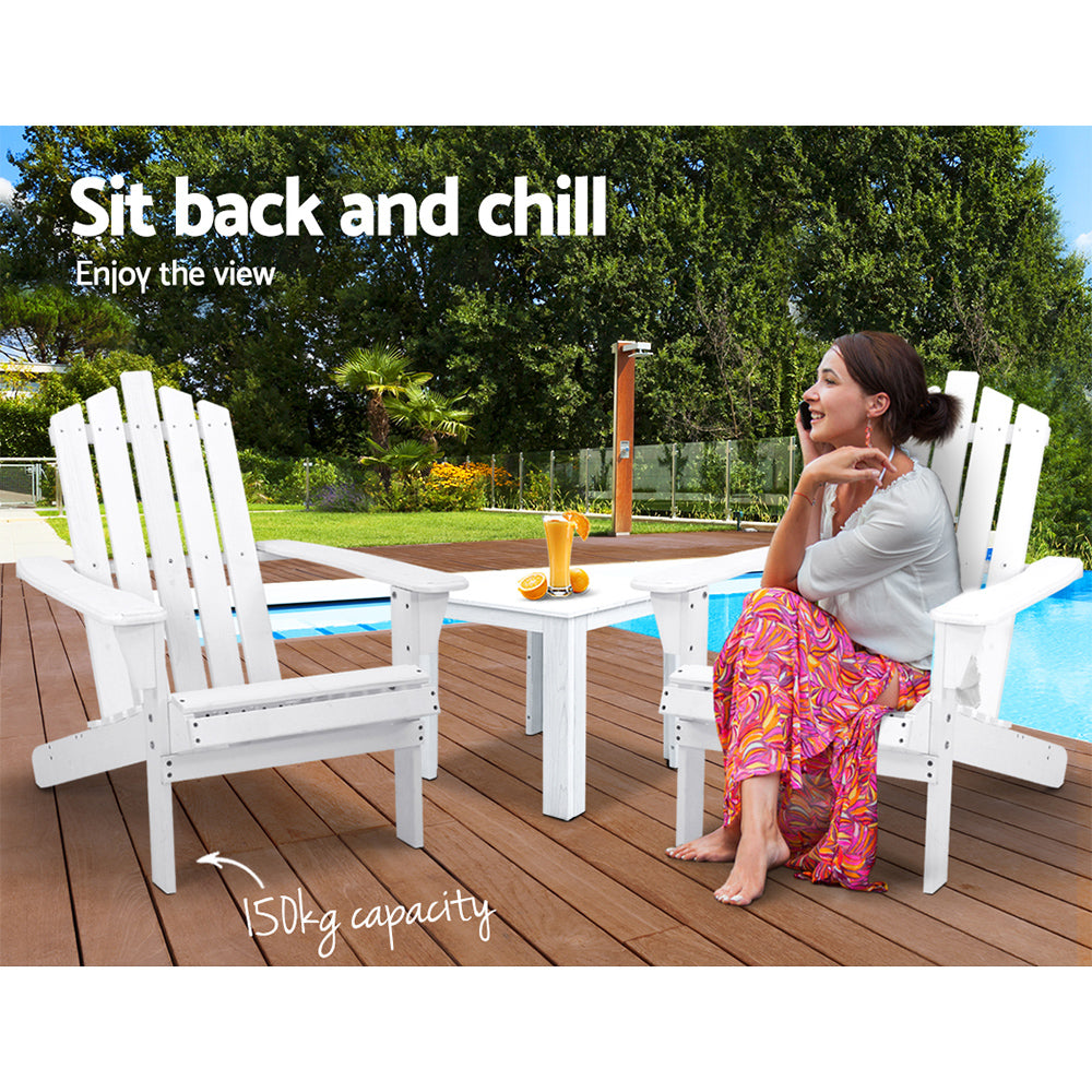 Gardeon 3PC Adirondack Outdoor Furniture Set White