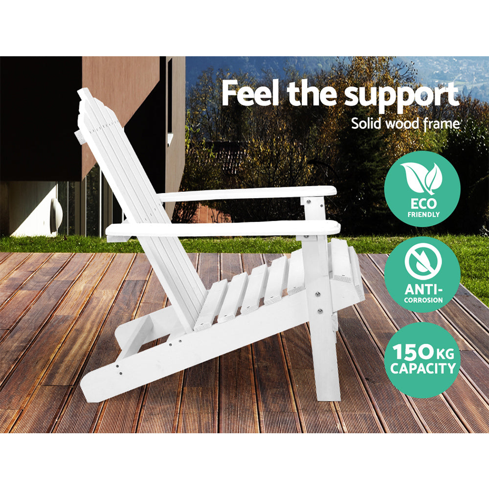 Gardeon 3PC Adirondack Outdoor Furniture Set White