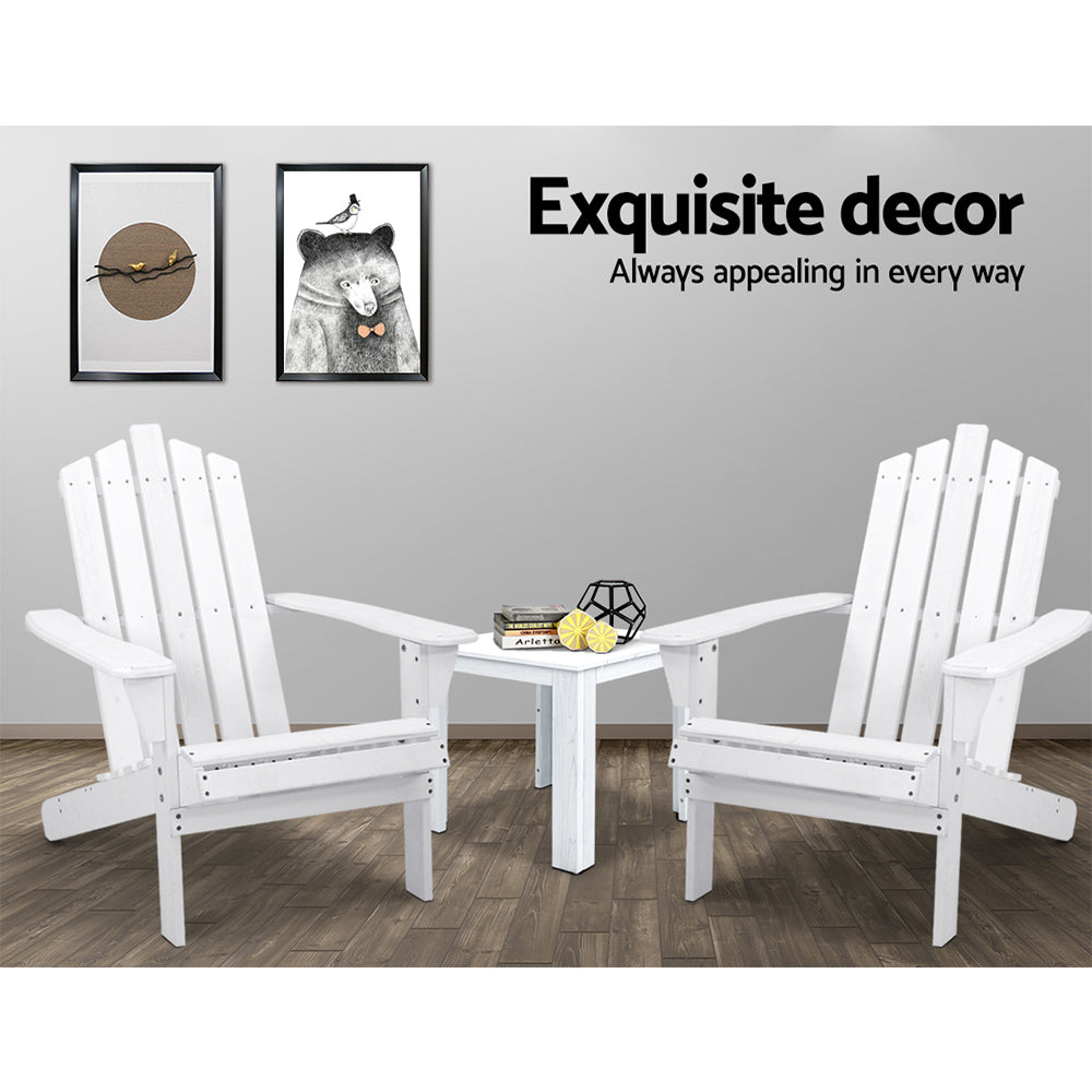Gardeon 3PC Adirondack Outdoor Furniture Set White