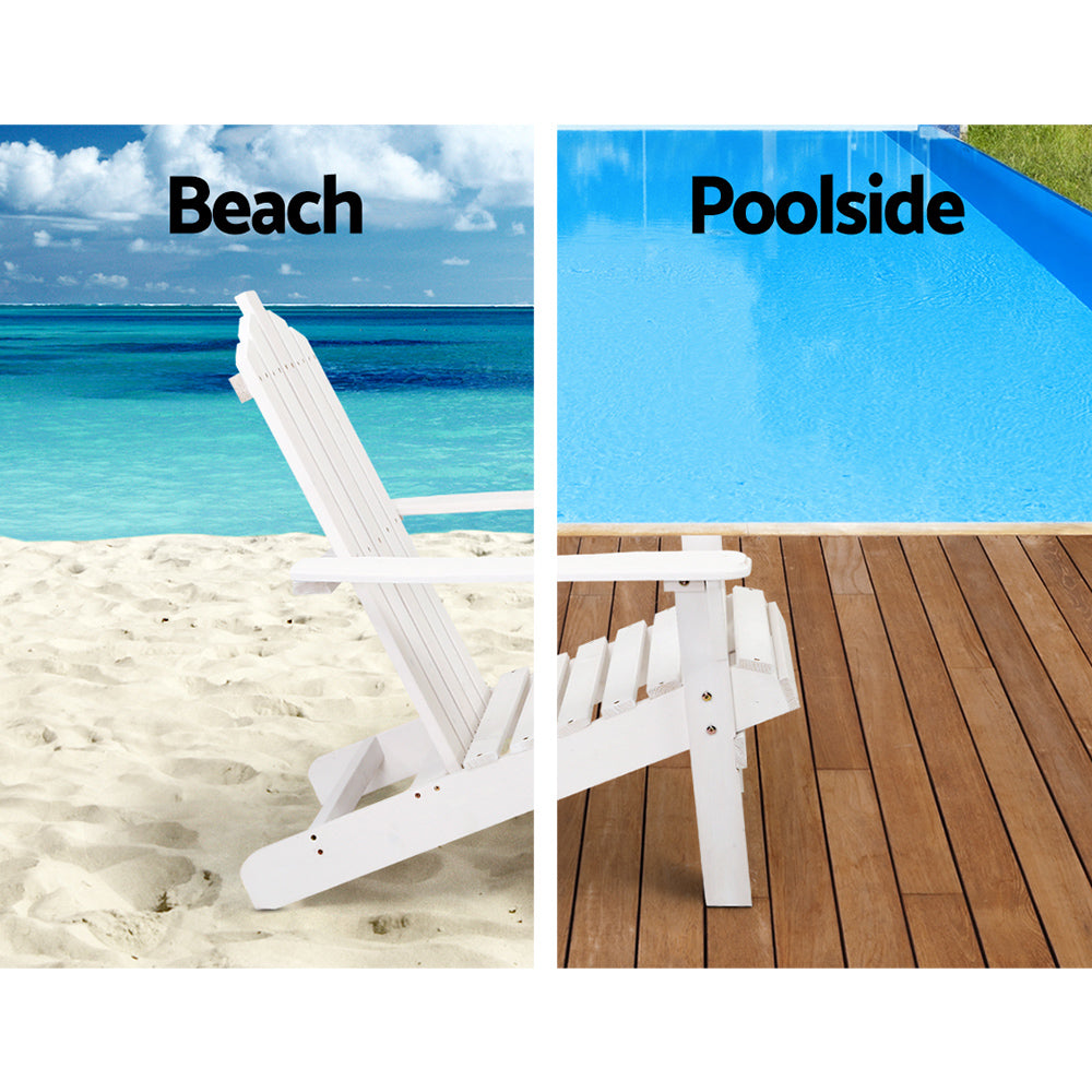 Gardeon 3PC Adirondack Outdoor Furniture Set White
