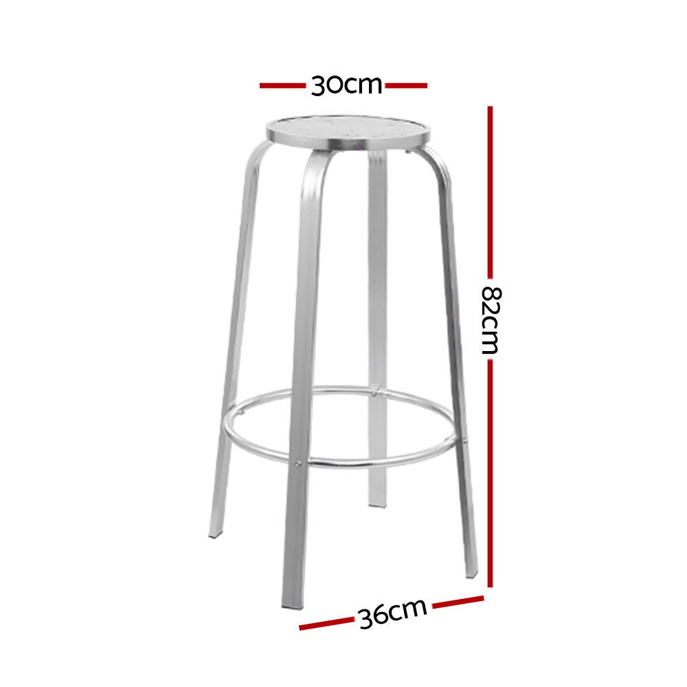Gardeon Outdoor Bar Stools Aluminium Silver Set of 2