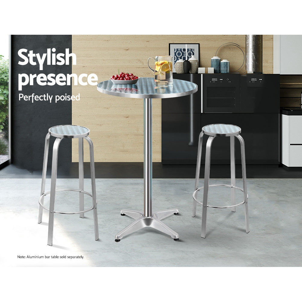 Gardeon Outdoor Bar Stools Aluminium Silver Set of 2