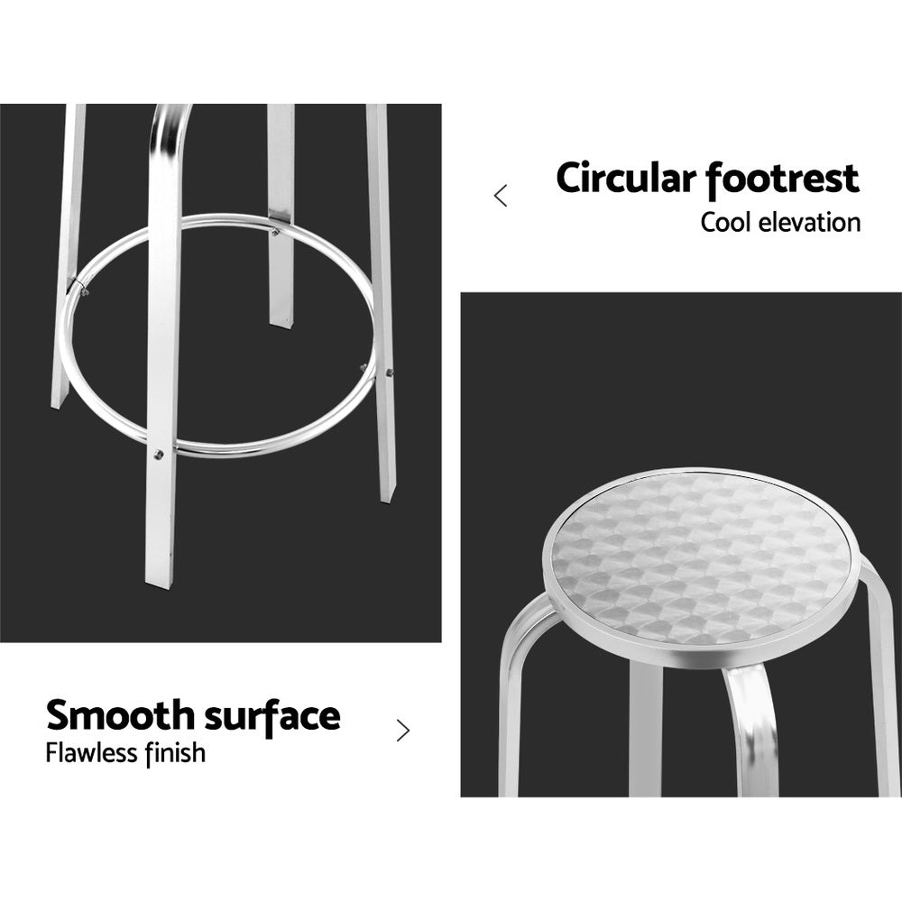 Gardeon Outdoor Bar Stools Aluminium Silver Set of 2
