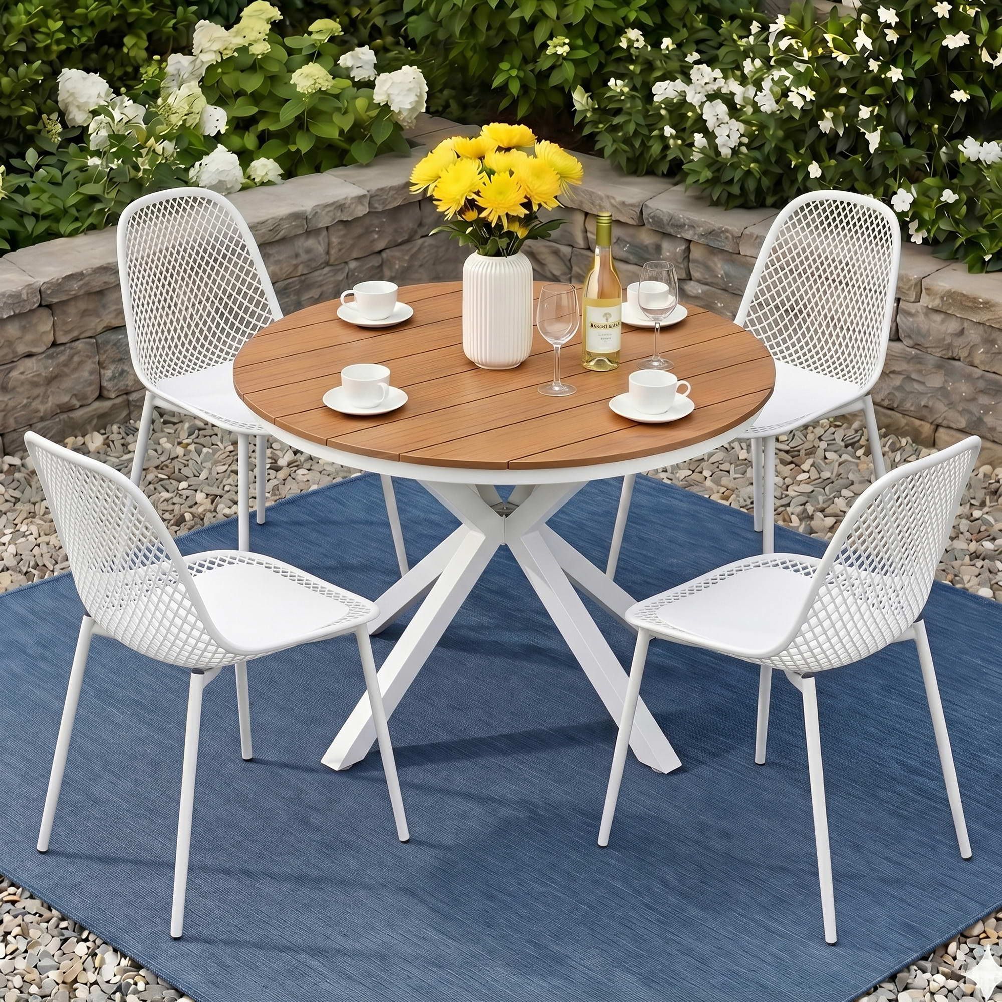 Gardeon 5PCS Outdoor Dining Set Table and Chairs Patio Garden Furniture Lattice