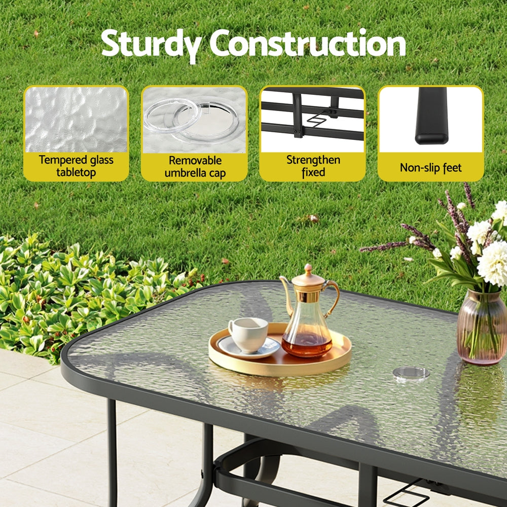 Gardeon 7PC Outdoor Dining Set Grey Table Chairs Patio Furniture