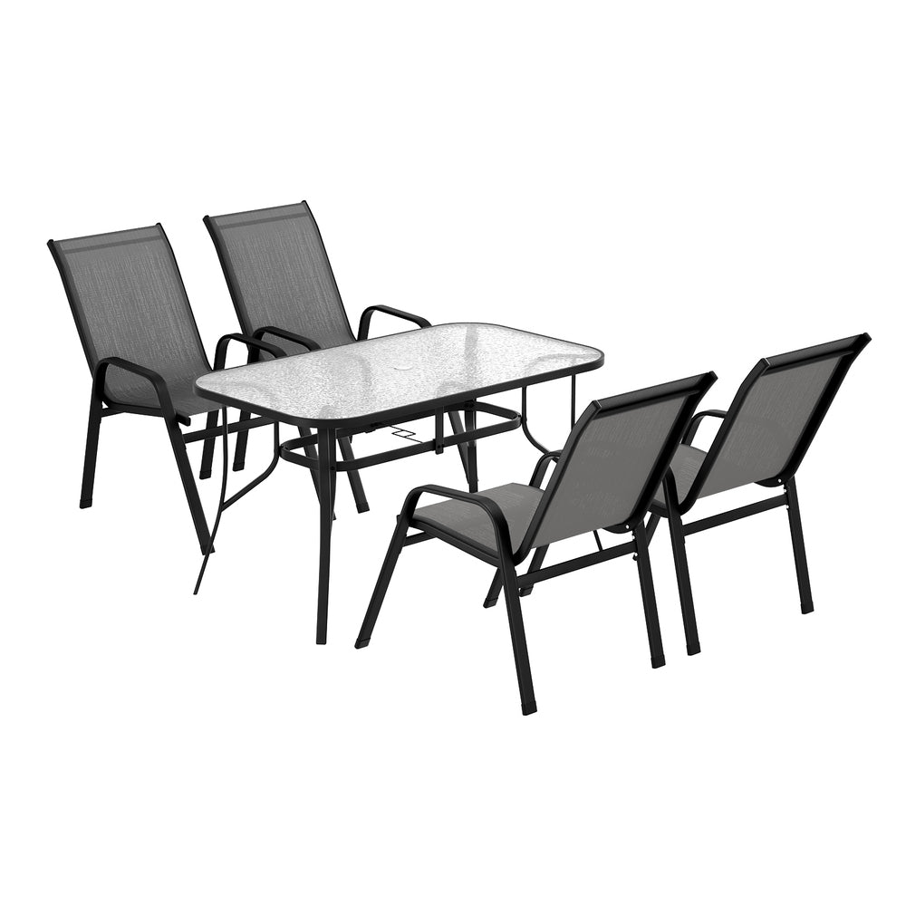 Gardeon 5PC Outdoor Dining Set Patio Furniture Grey