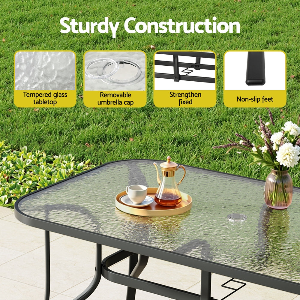 Gardeon 5PC Outdoor Dining Set Table and Chairs Grey