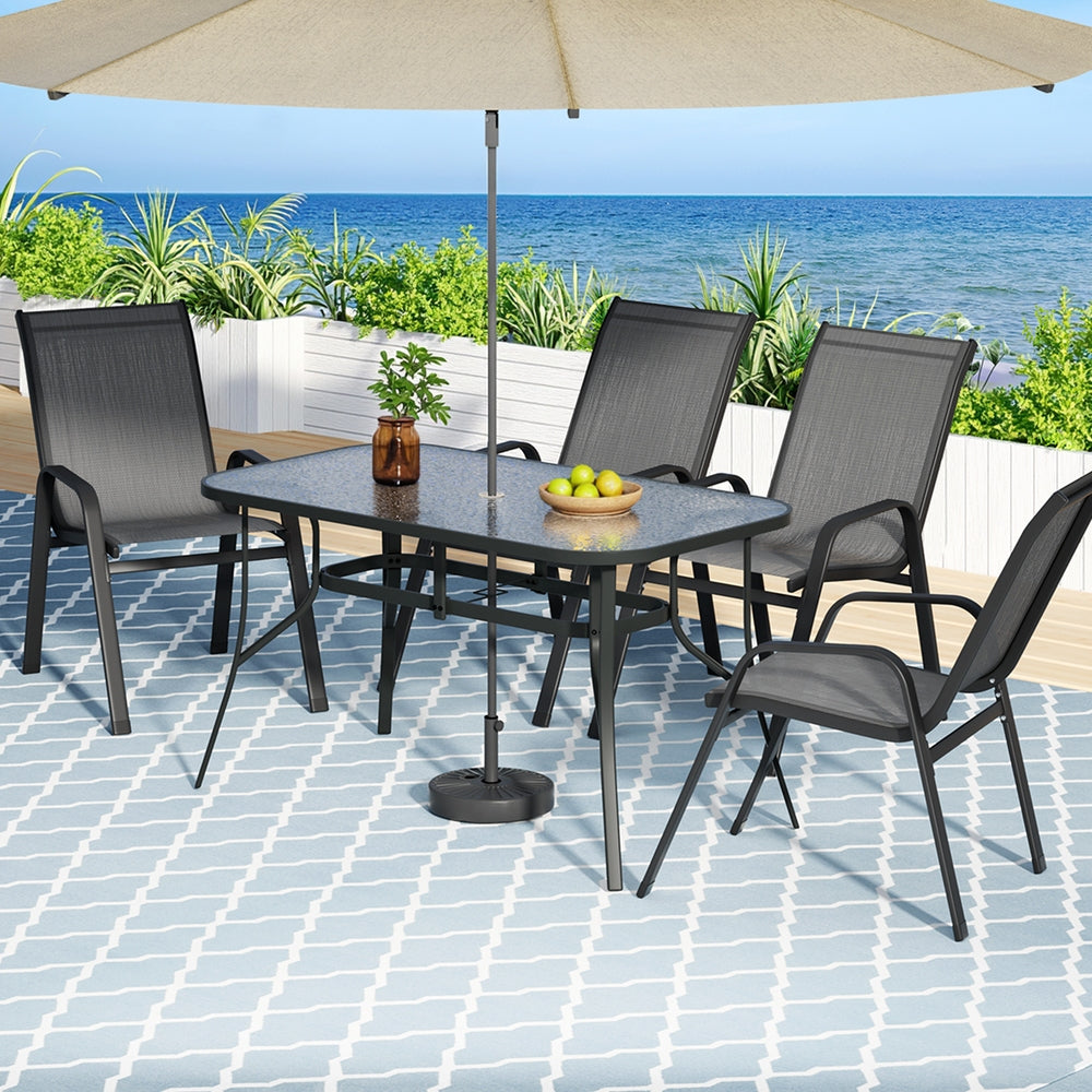 Gardeon 5PC Outdoor Dining Set Table and Chairs Grey