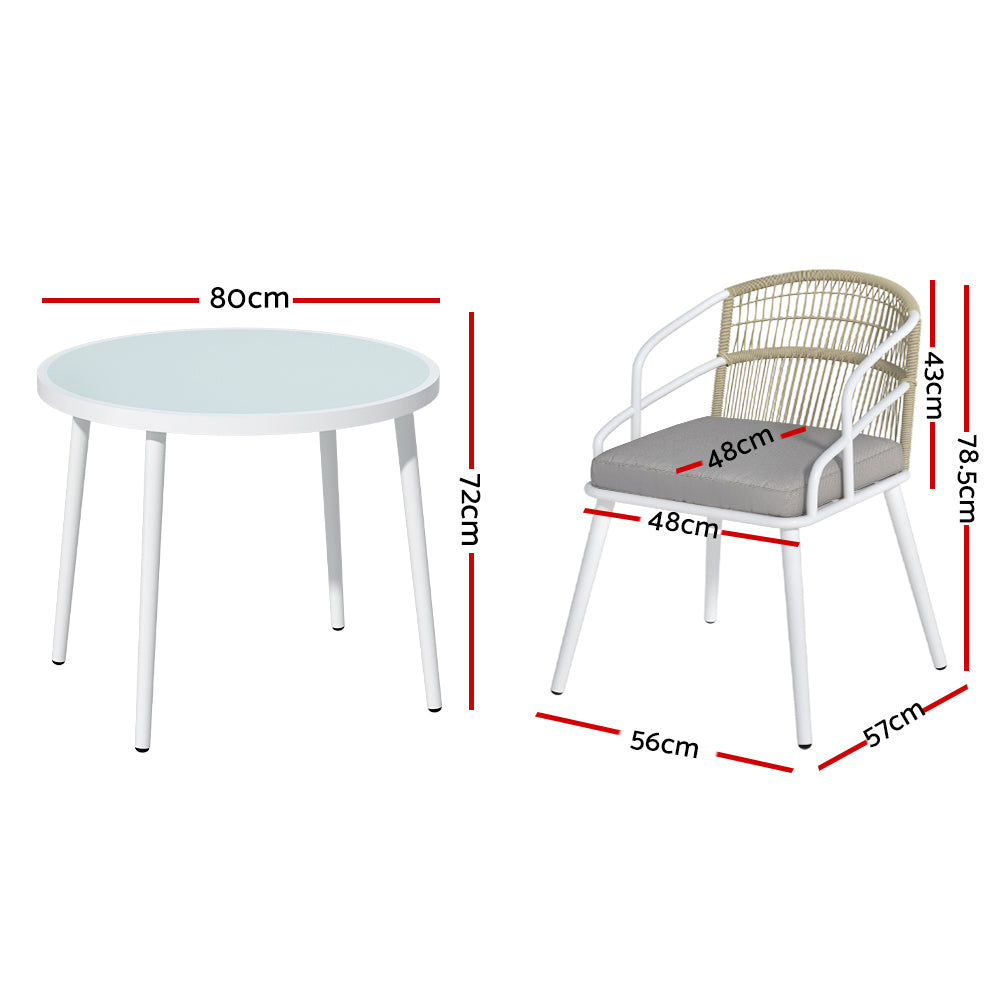 Gardeon 5-Piece Outdoor Dining Set Aluminium Table Chairs White