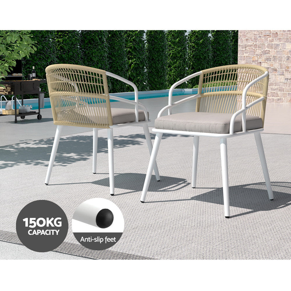 Gardeon 5-Piece Outdoor Dining Set Aluminium Table Chairs White