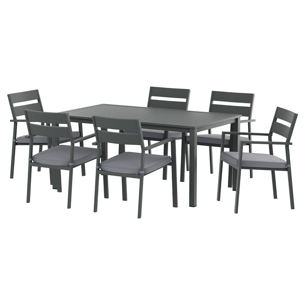 Gardeon 7 Piece Outdoor Dining Set Aluminium Black