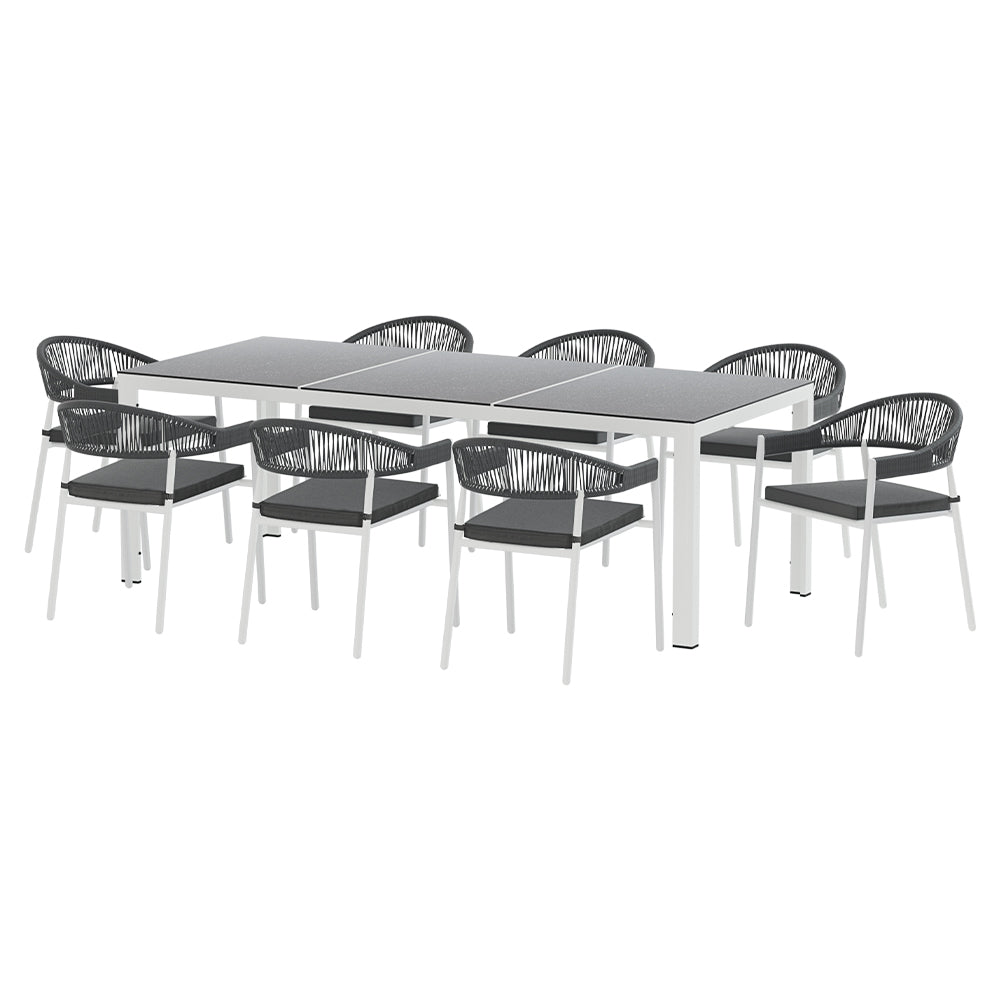 9-Piece Outdoor Steel Dining Set w/ Cushions by Gardeon