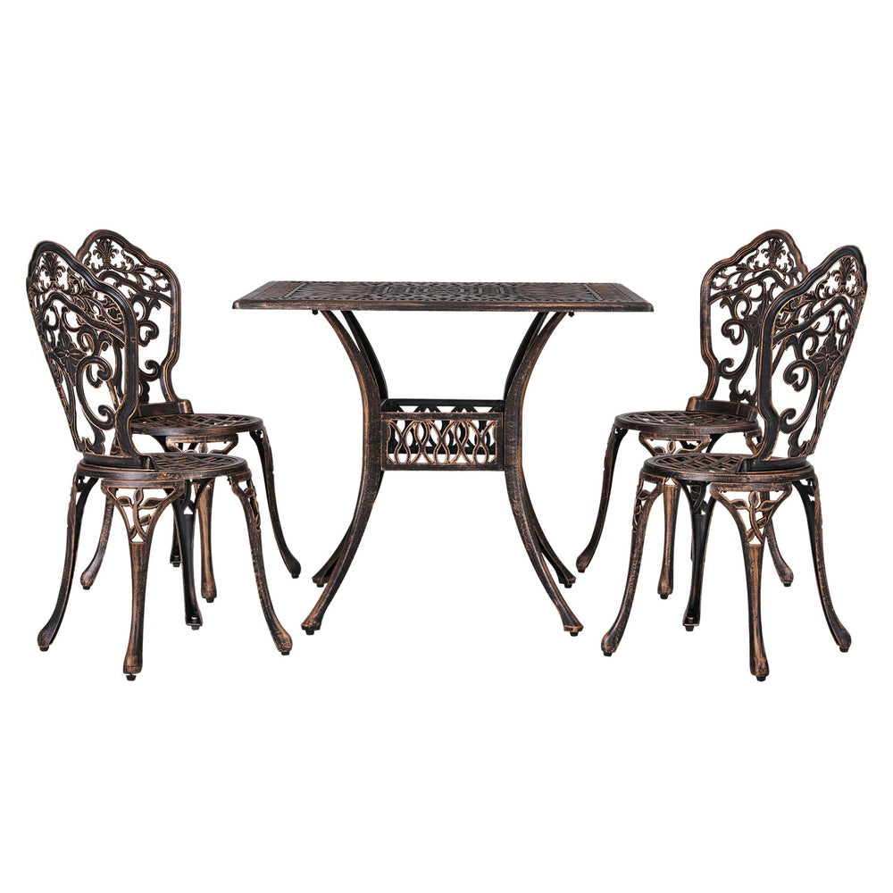 Gardeon 5-Piece Outdoor Dining Set Cast Aluminium Patio Bronze