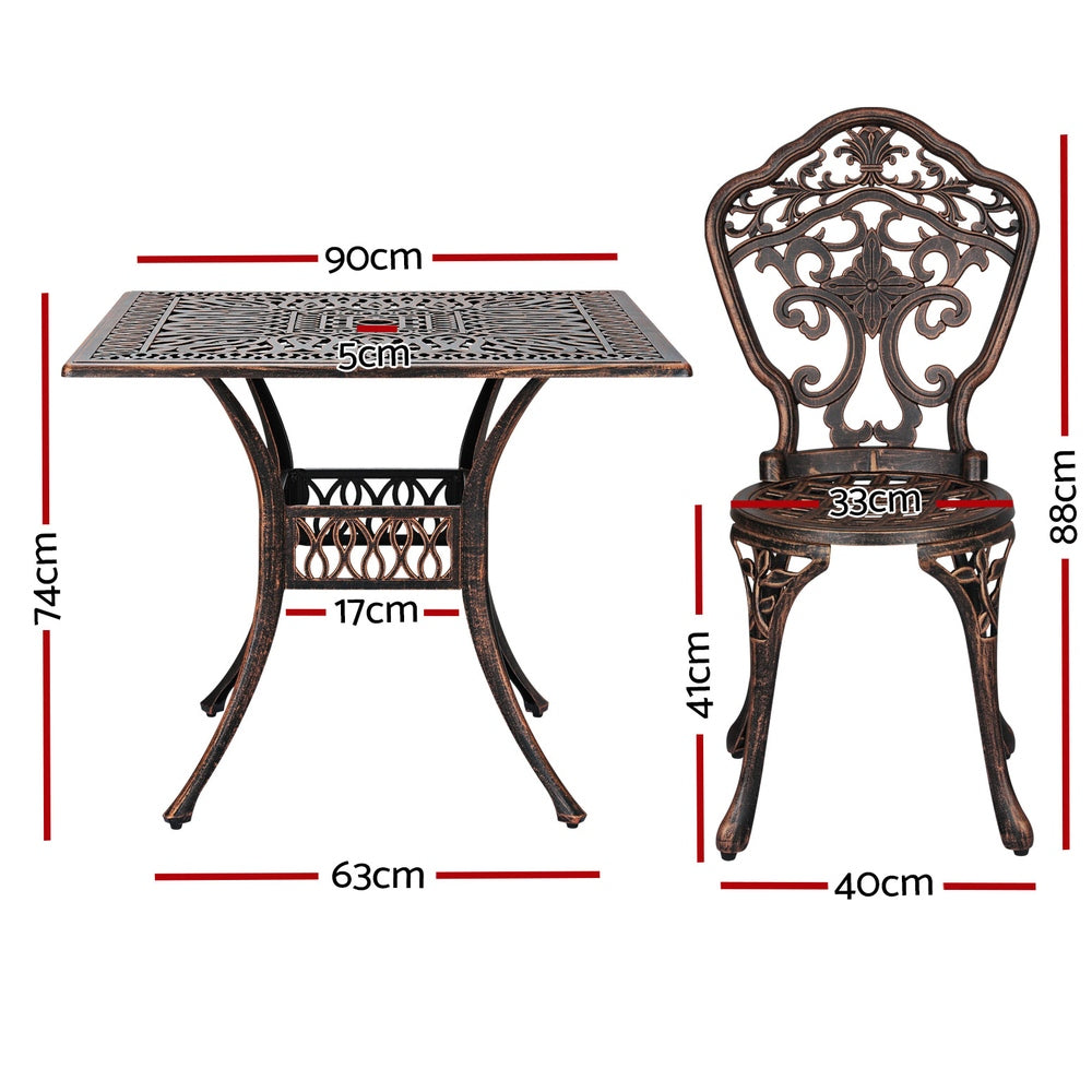 Gardeon 5-Piece Outdoor Dining Set Cast Aluminium Patio Bronze