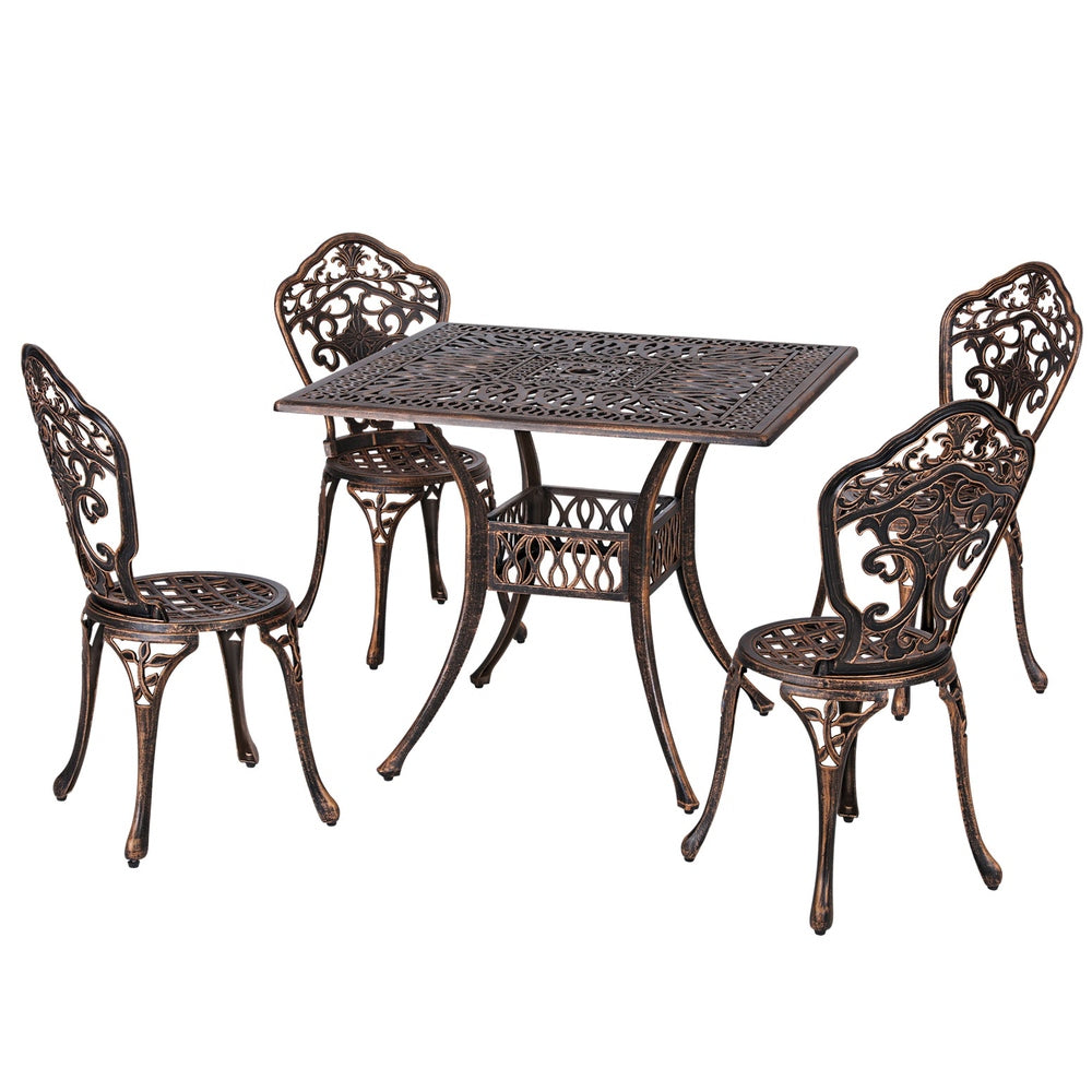 Gardeon 5-Piece Outdoor Dining Set Cast Aluminium Patio Bronze