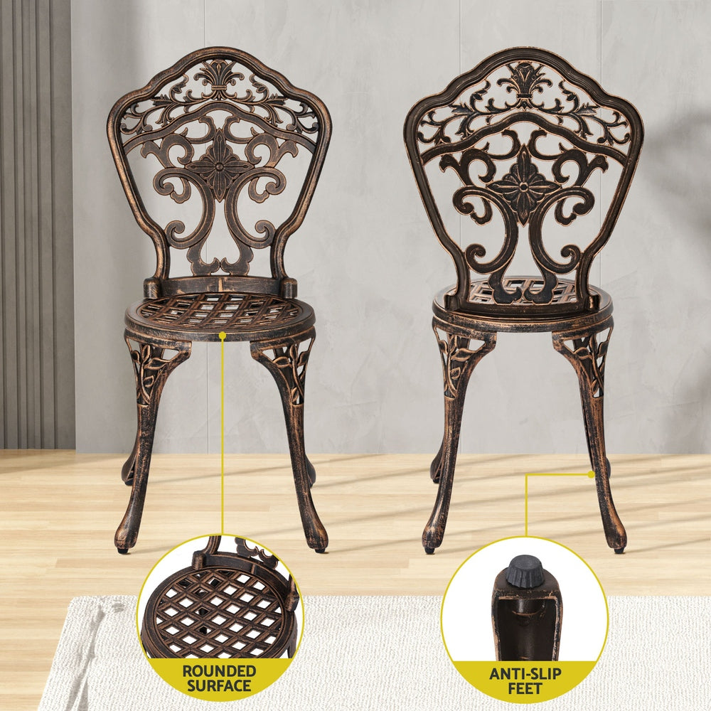 Gardeon 5-Piece Outdoor Dining Set Cast Aluminium Patio Bronze