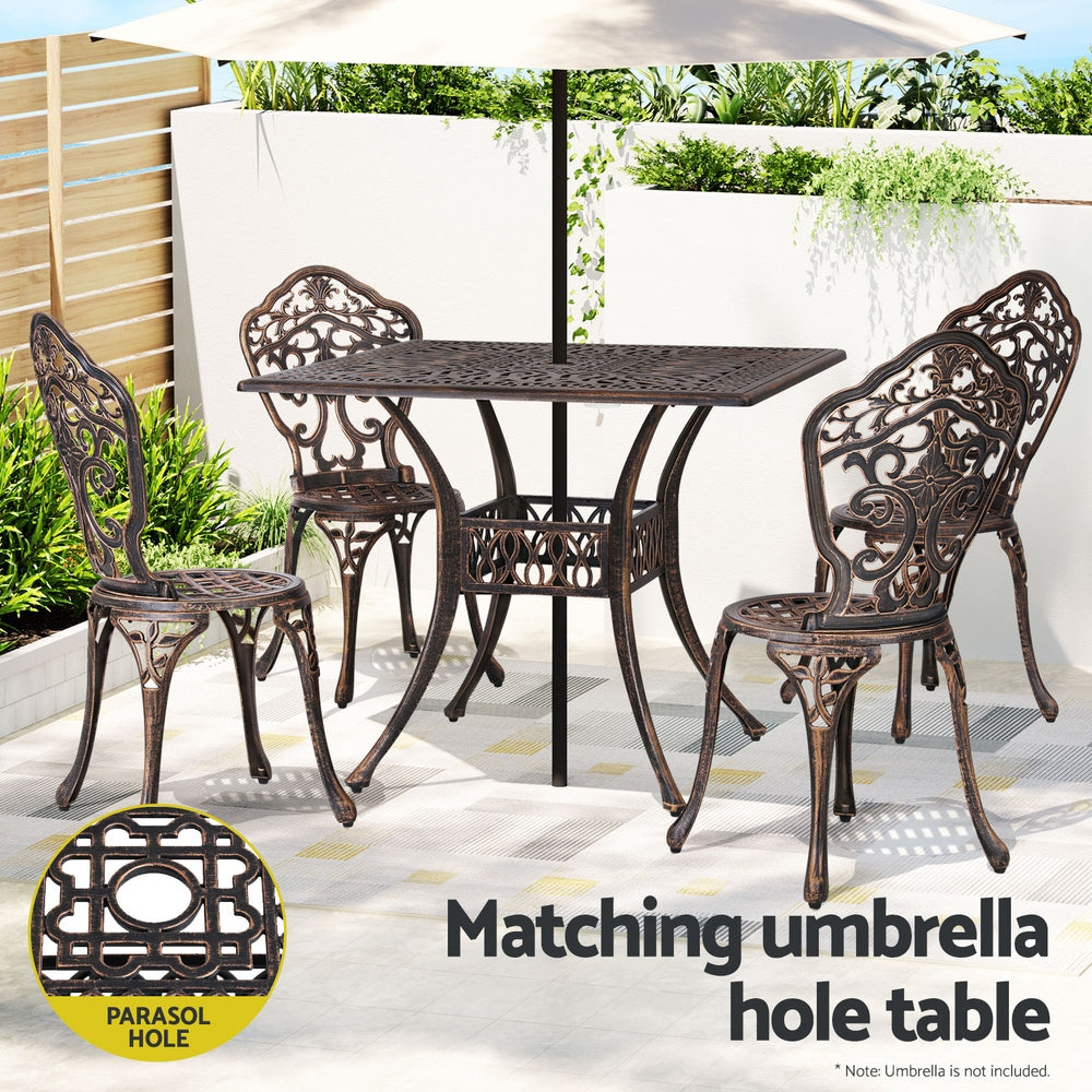 Gardeon 5-Piece Outdoor Dining Set Cast Aluminium Patio Bronze