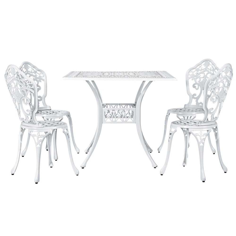Gardeon 5-Piece Outdoor Dining Set Cast Aluminium White