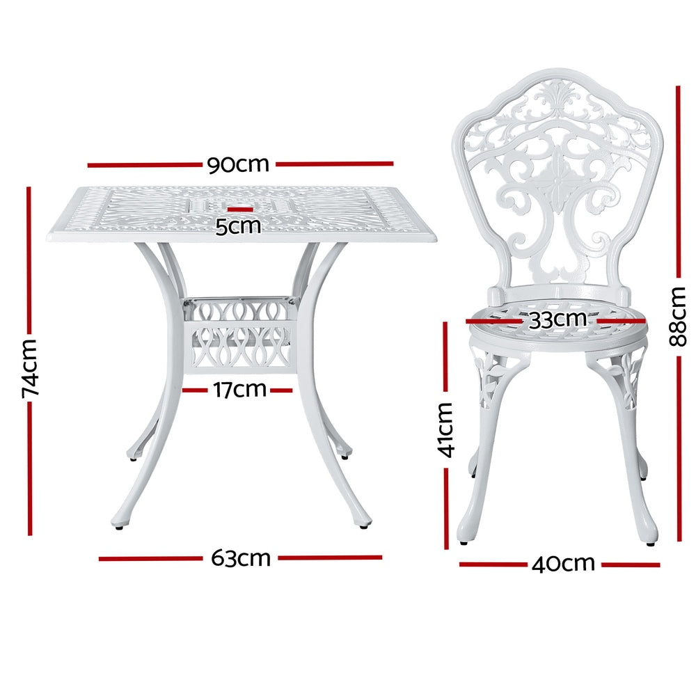 Gardeon 5-Piece Outdoor Dining Set Cast Aluminium White