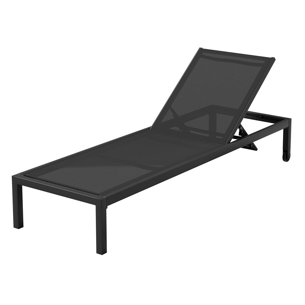 Adjustable Aluminium Sun Lounge Chair with Wheels - Gardeon