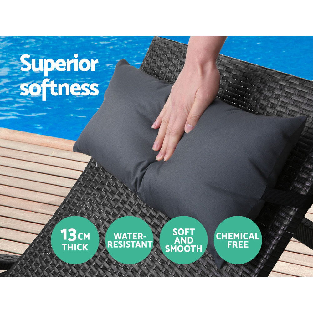 Gardeon Outdoor Wicker Sun Lounge Adjustable Black