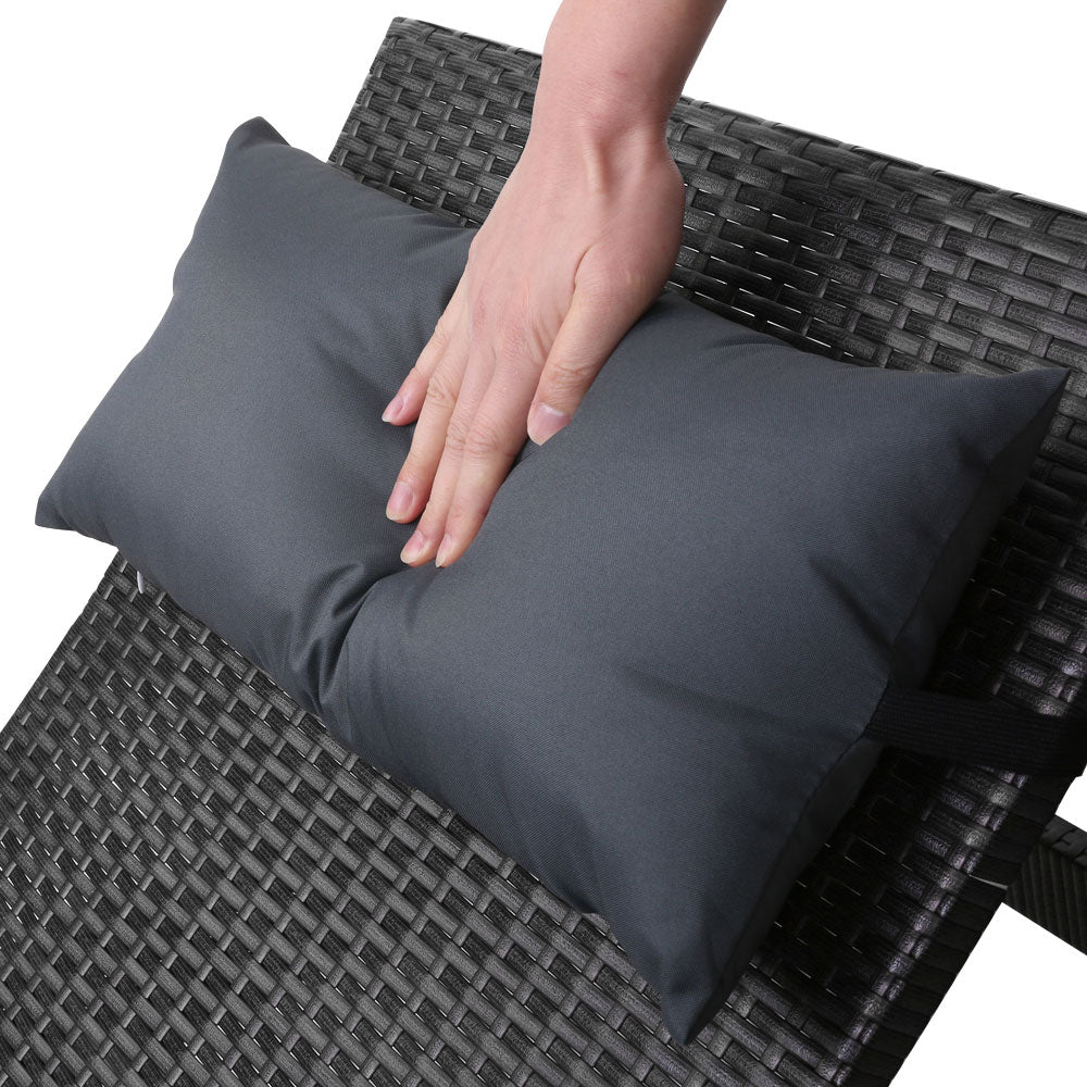 Gardeon Outdoor Wicker Sun Lounge Adjustable Black