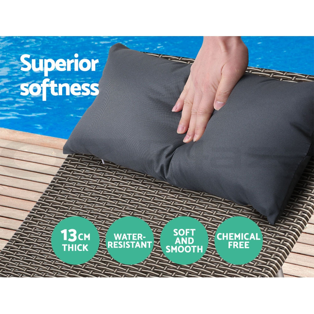 Gardeon Outdoor Wicker Sun Lounge Set Adjustable Grey & Beige