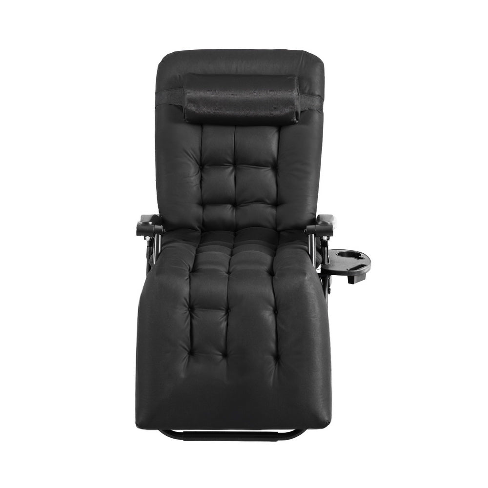 Gardeon Folding Sun Lounger Zero Gravity Chair Black