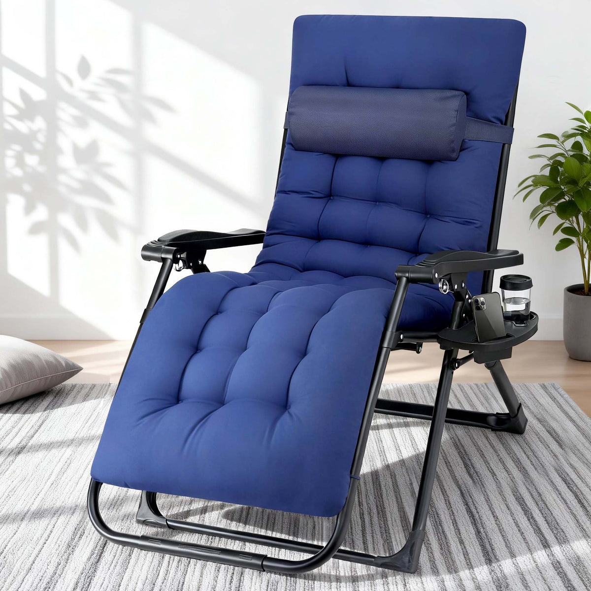Gardeon Folding Sun Lounger Zero Gravity Chair XL Blue