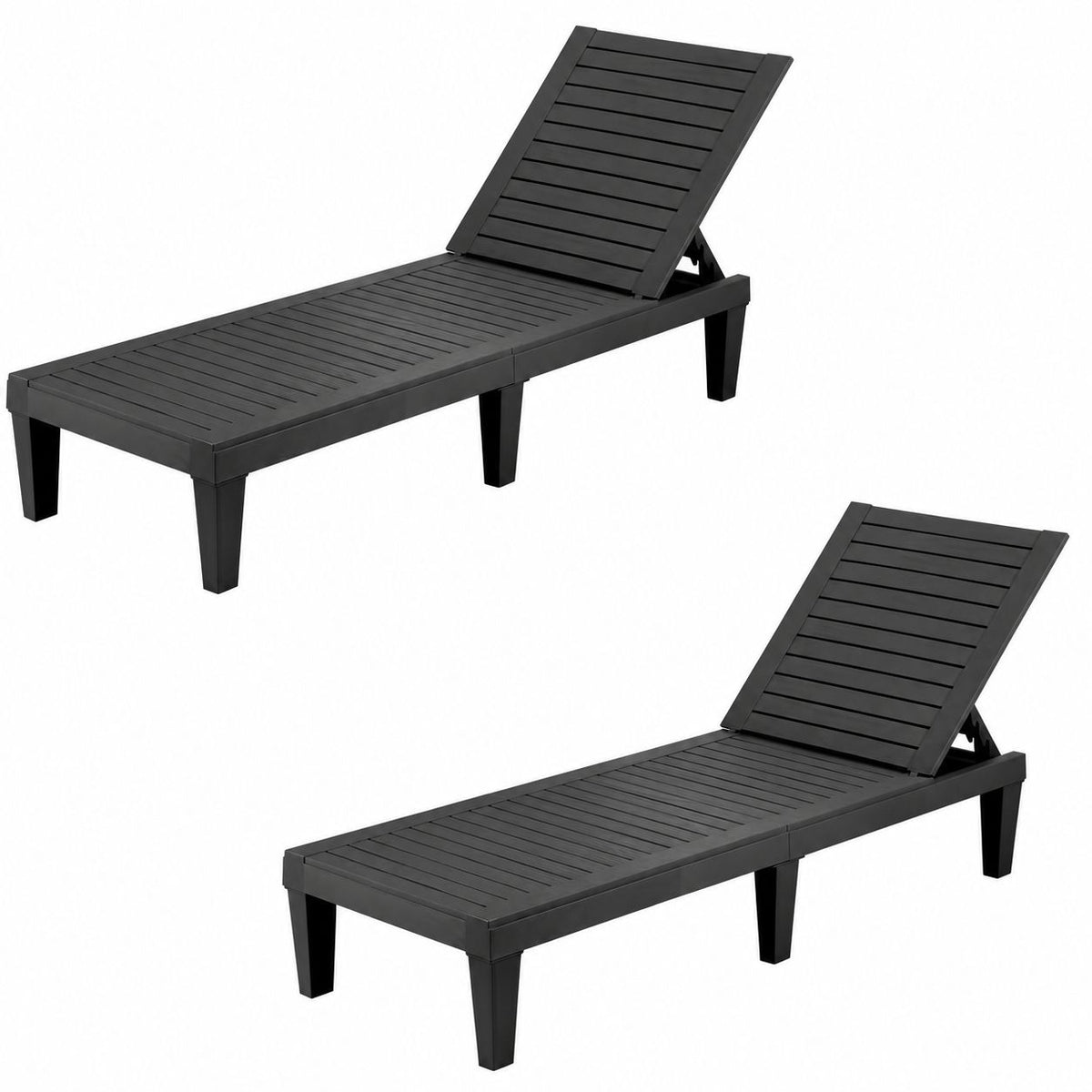 Gardeon 2x Adjustable Sun Lounger Outdoor Recliner Black